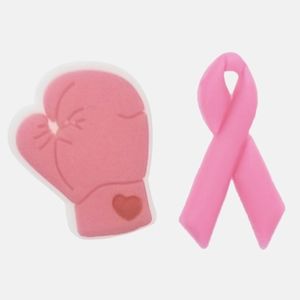 Breast Cancer Glove & Ribbon Croc Charm Set | Breast Cancer Jibbitz